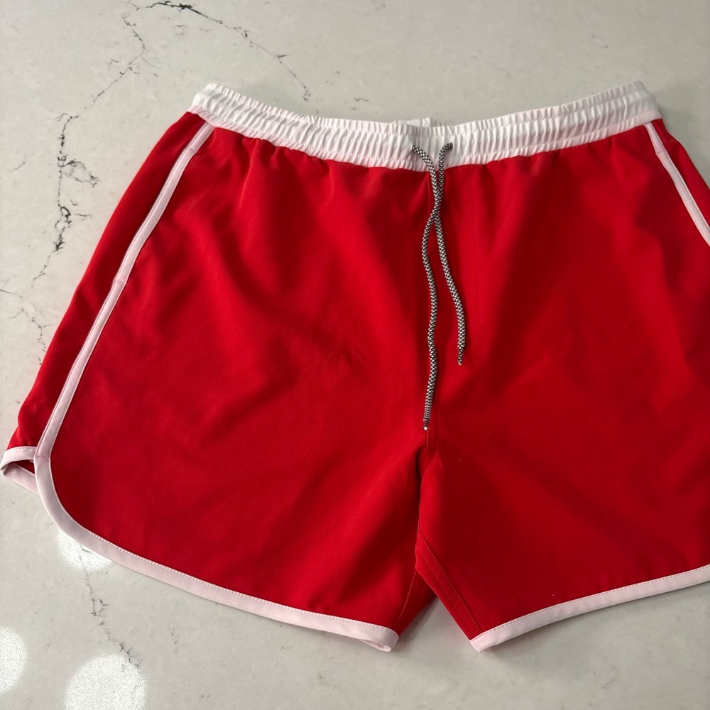 LainSnow Red Lifeguard Shorts Mens Small / Medium Board Swim Trunks Pool